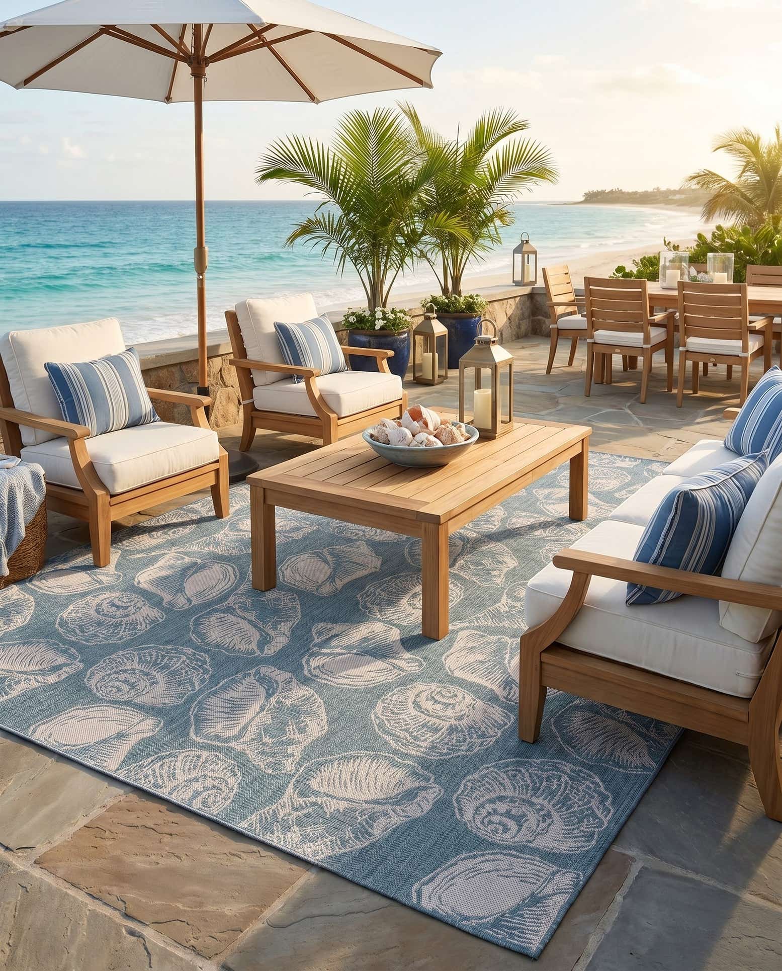 13' x 13' Easy-Clean Coastal Indoor / Outdoor Square Rug