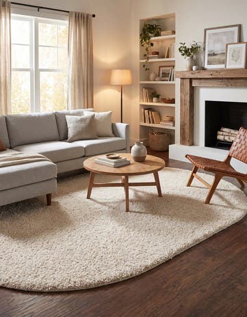 8' x 10' Solid Frieze Oval Rug