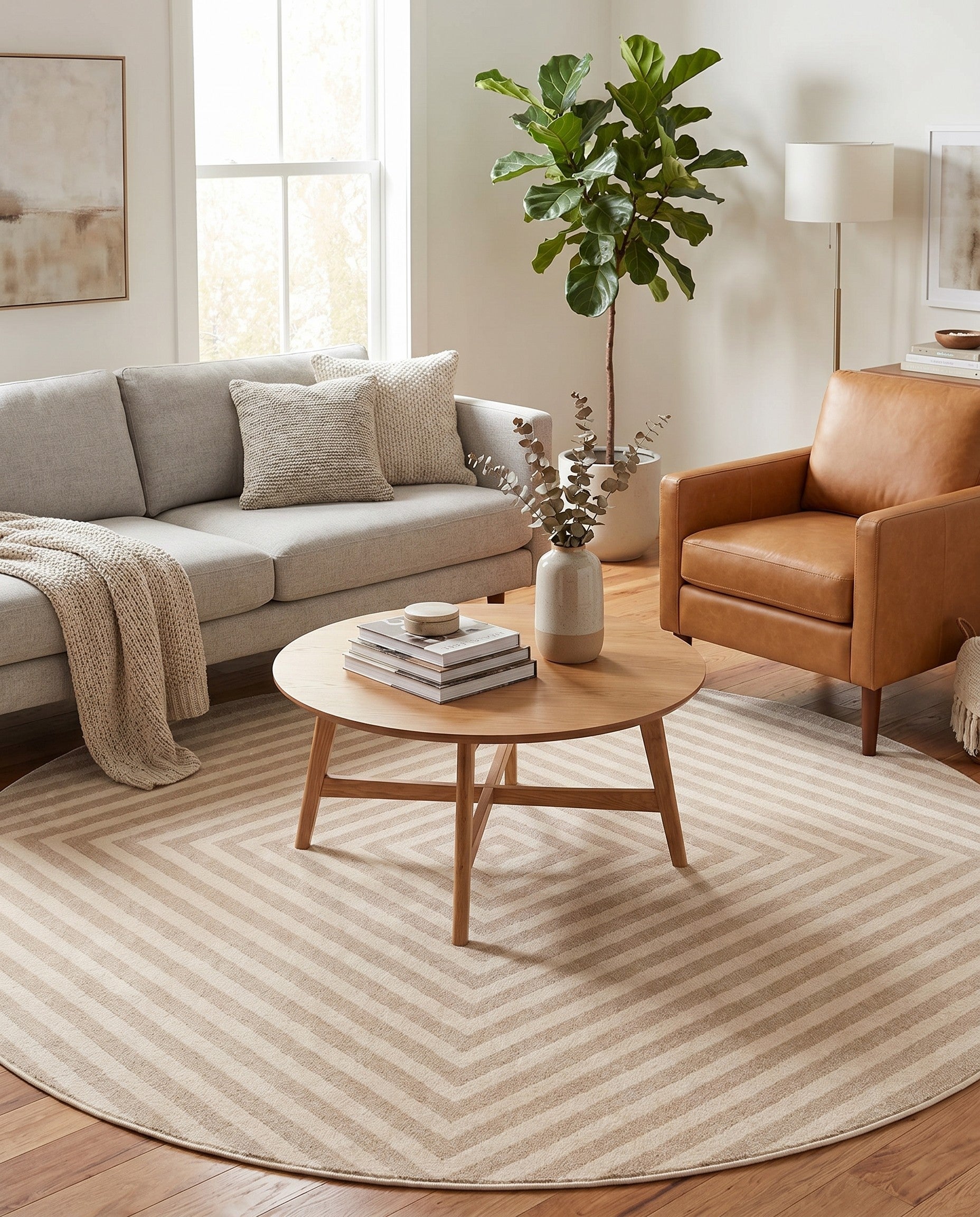 Ivory Contour Round Rug