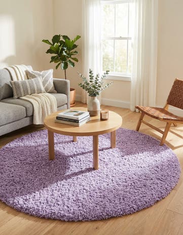 7' x 7' Solid Shag Round Rug