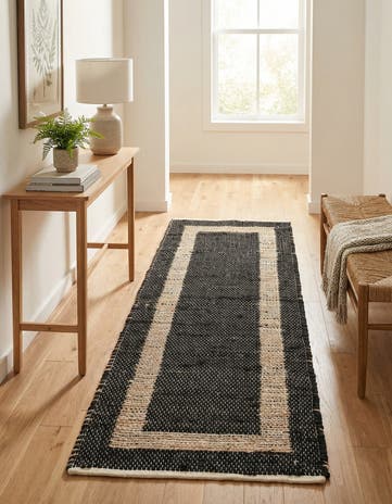 Black Hand Woven Chindi Jute Runner Rug