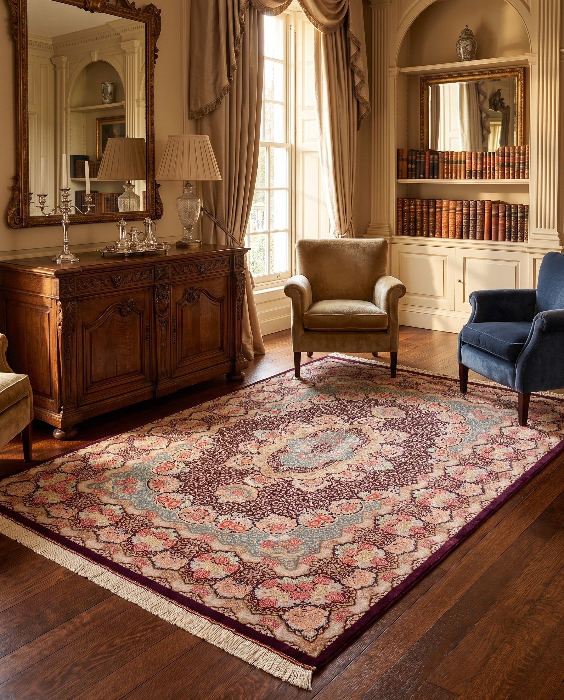 4' 5 x 6' 2 Ghom Silk Rug