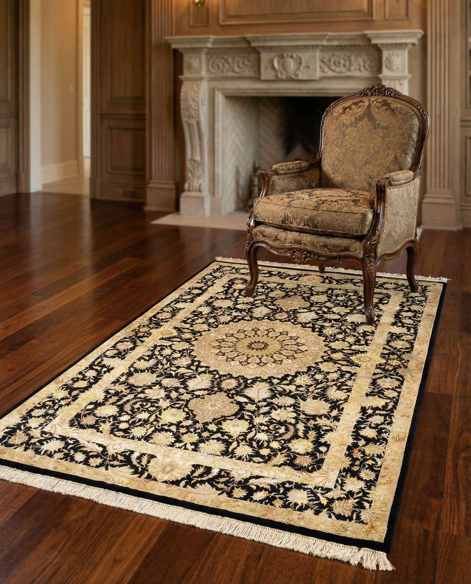 3' 5 x 5' 1 Ghom Silk Rug