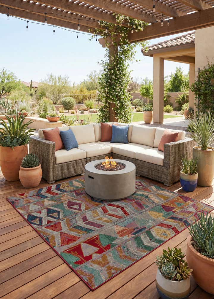 6' x 6' Easy-Clean Modern Indoor / Outdoor Square Rug
