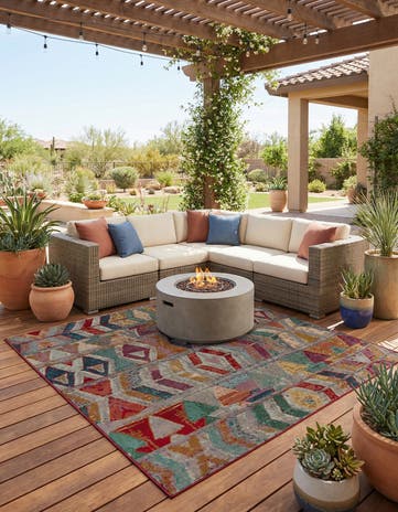 6' x 6' Easy-Clean Modern Indoor / Outdoor Square Rug