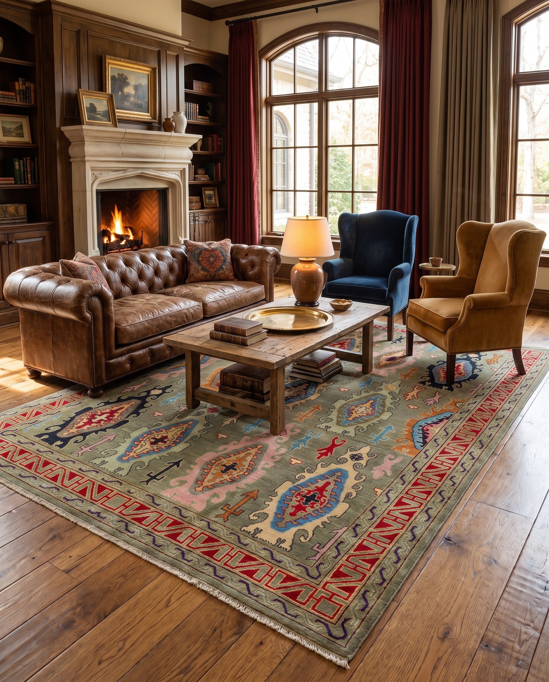 6' 7 x 9' 9 Hand Knotted Kazak Rug
