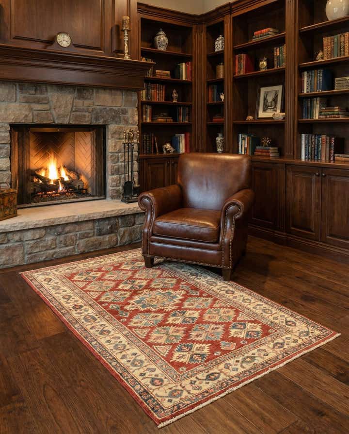 3' 4 x 5' 1 Hand Knotted Kazak Oriental Wool Rug