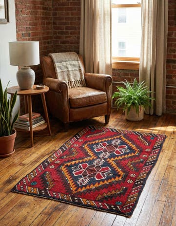 3' x 4' 7 Hand Knotted Balouch Persian Wool Rug