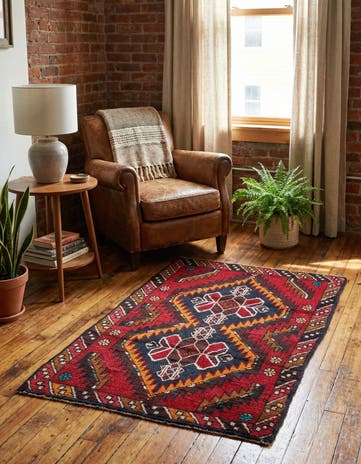 3' x 4' 7 Hand Knotted Balouch Persian Wool Rug