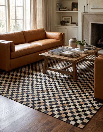 5' 3 x 7' 5 Cowhide Leather Rug