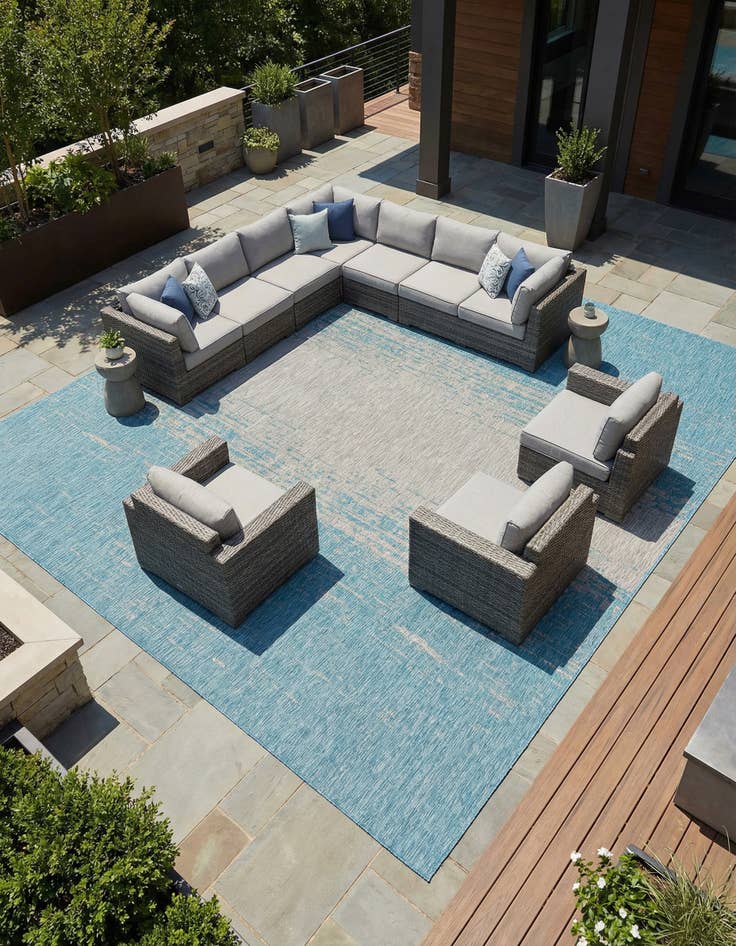 Detail image of 13' x 13'  Washable Modern Indoor / Outdoor Square Rug