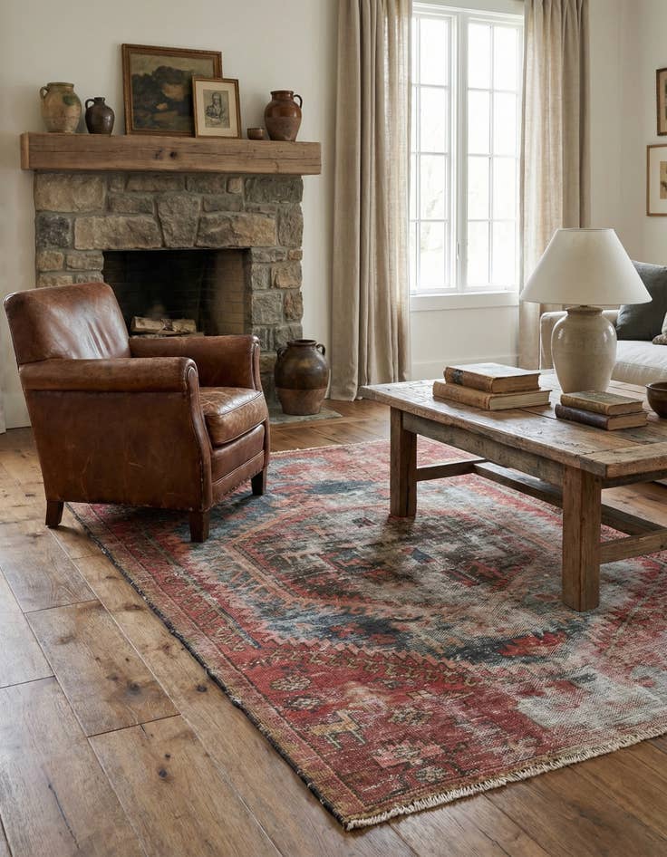 Detail image of 3' 6 x 5' 10 Hand Knotted Ultra Vintage Persian Wool Rug