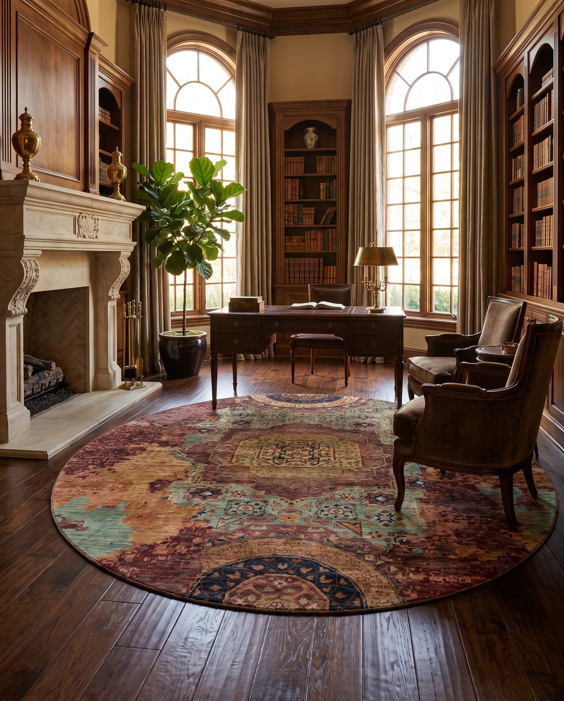 8' 1 x 8' 2 Hand Knotted Mamluk Ziegler Round Rug