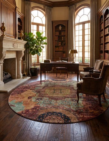 8' 1 x 8' 2 Hand Knotted Mamluk Ziegler Round Rug