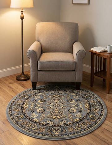 Gray Yasmin Round Rug