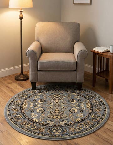Gray Yasmin Round Rug