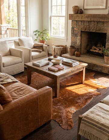 4' 8 x 6' 1 Cowhide Leather Rug
