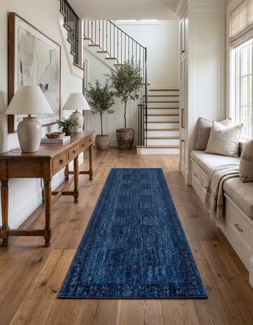Blue Emmen Wool Runner Rug
