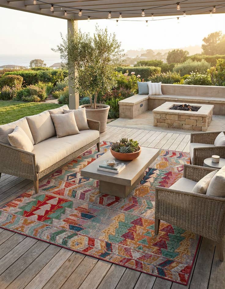 Detail image of 7' 10 x 10' Easy-Clean Modern Indoor / Outdoor Rug
