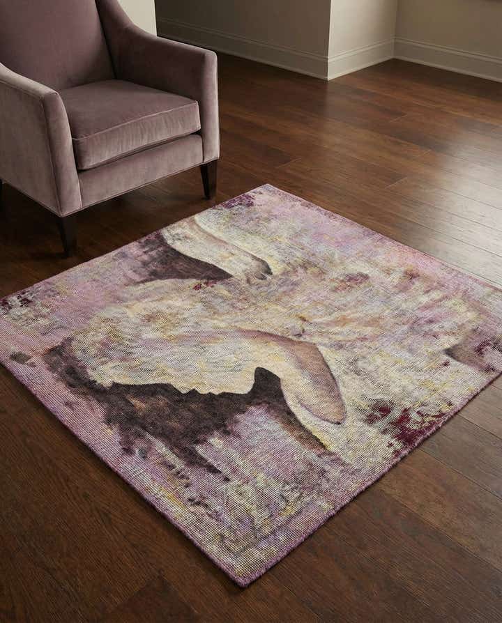 3' 4 x 3' 8 Hand Knotted Ultra Vintage Persian Wool Square Rug