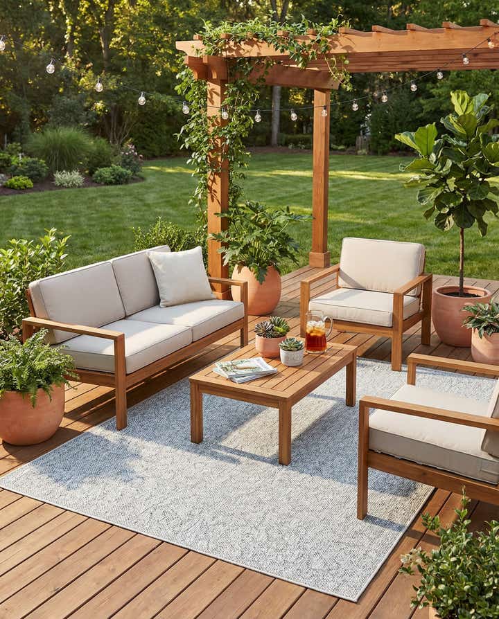 5' 2 x 7' 9 Easy-Clean Modern Indoor / Outdoor Rug