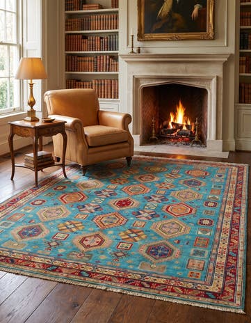 5' 5 x 7' 4 Hand Knotted Kazak Rug