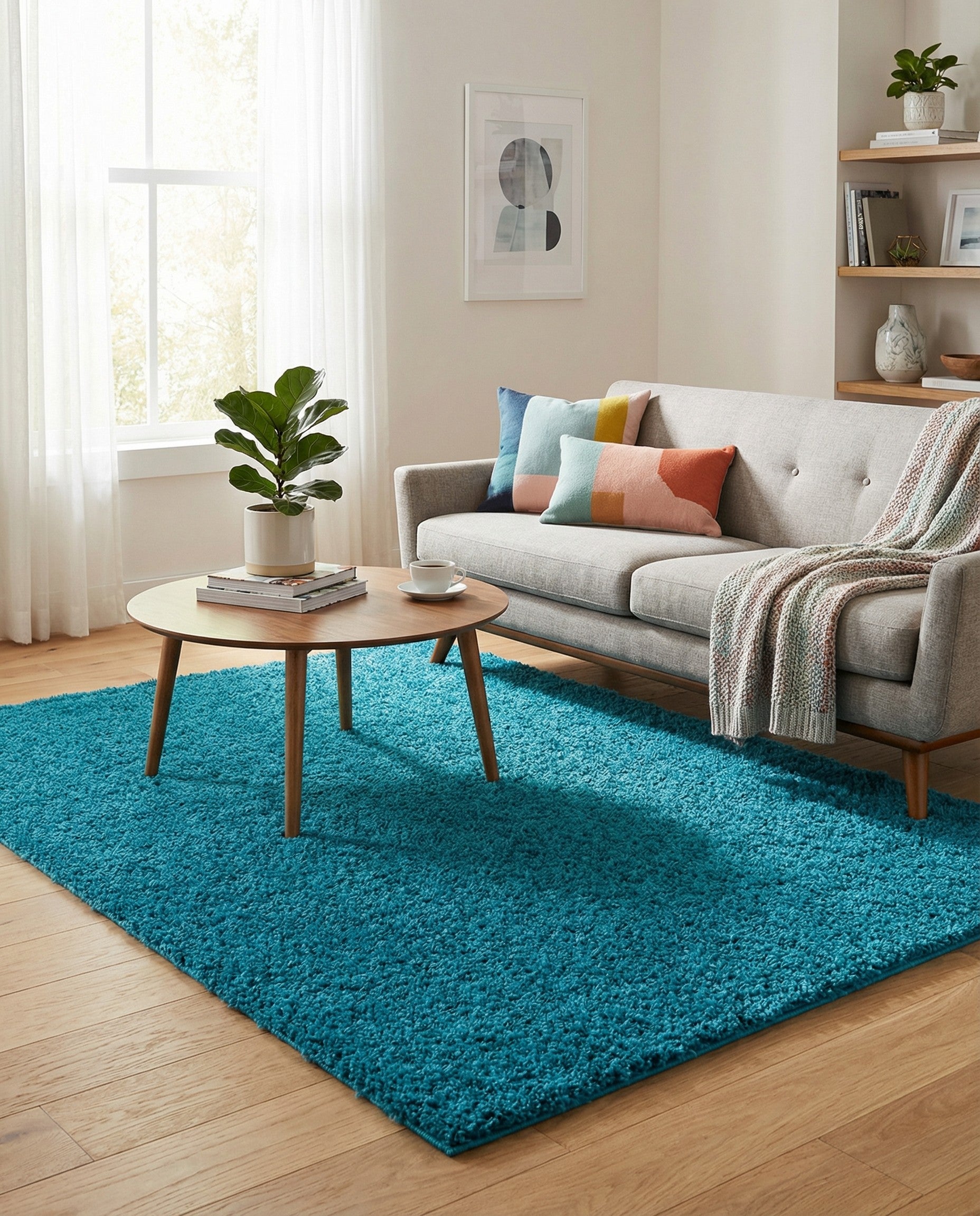 5' 3 x 7' Solid Shag Rug