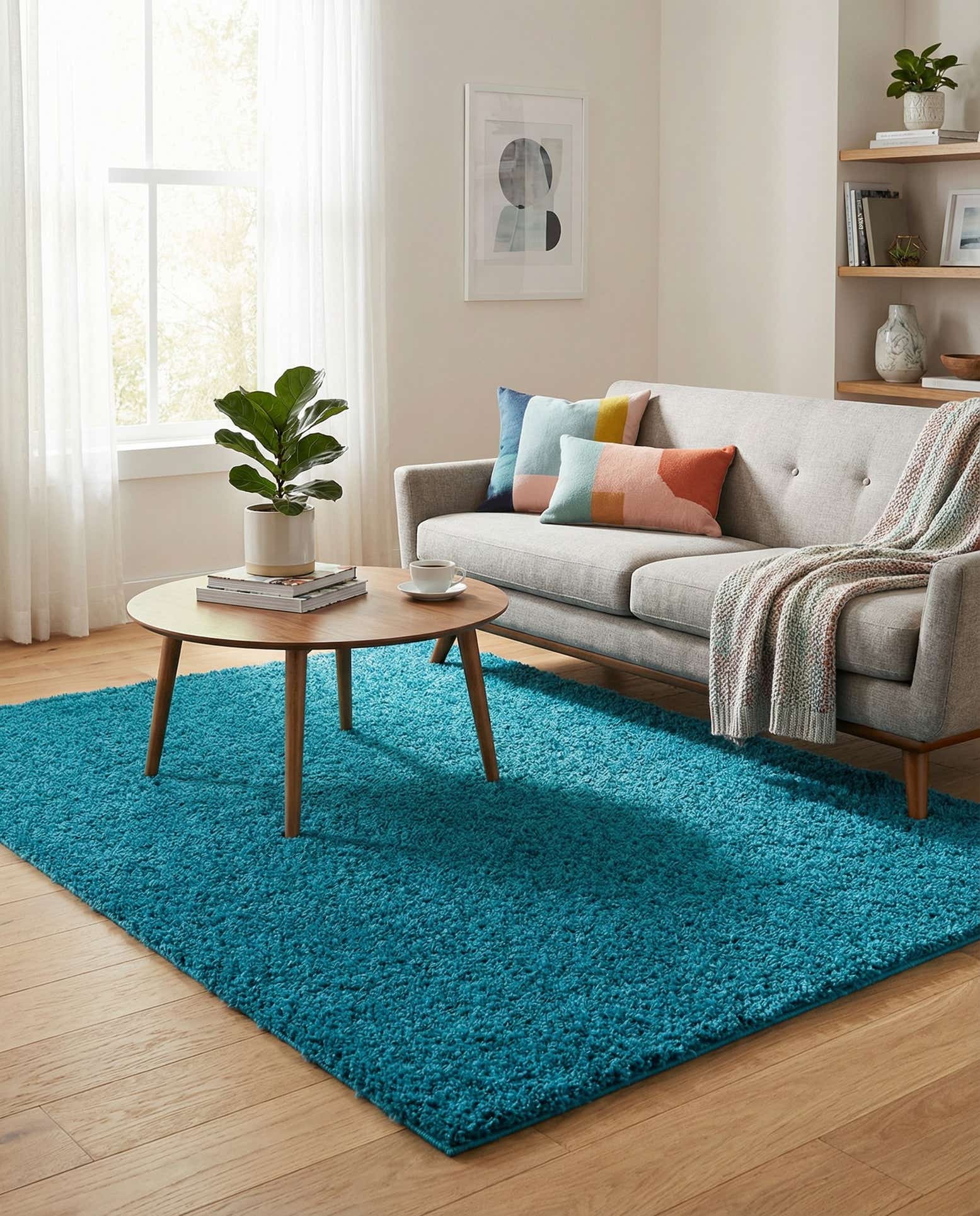 5' 3 x 7' Solid Shag Rug