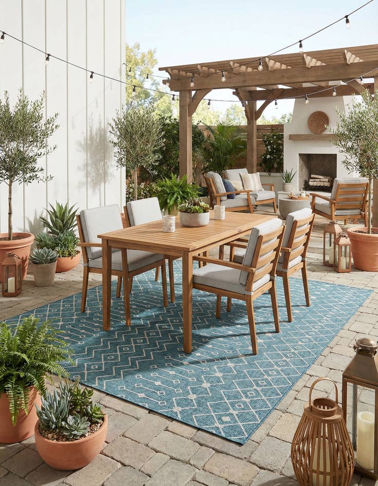 Detail image of 10' x 10'  Washable Trellis Indoor / Outdoor Square Rug
