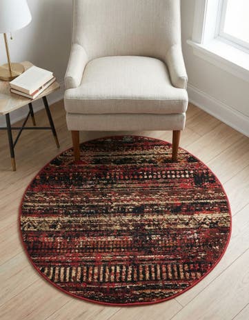 Burgundy Saturn Round Rug