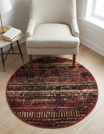 Burgundy Saturn Round Rug