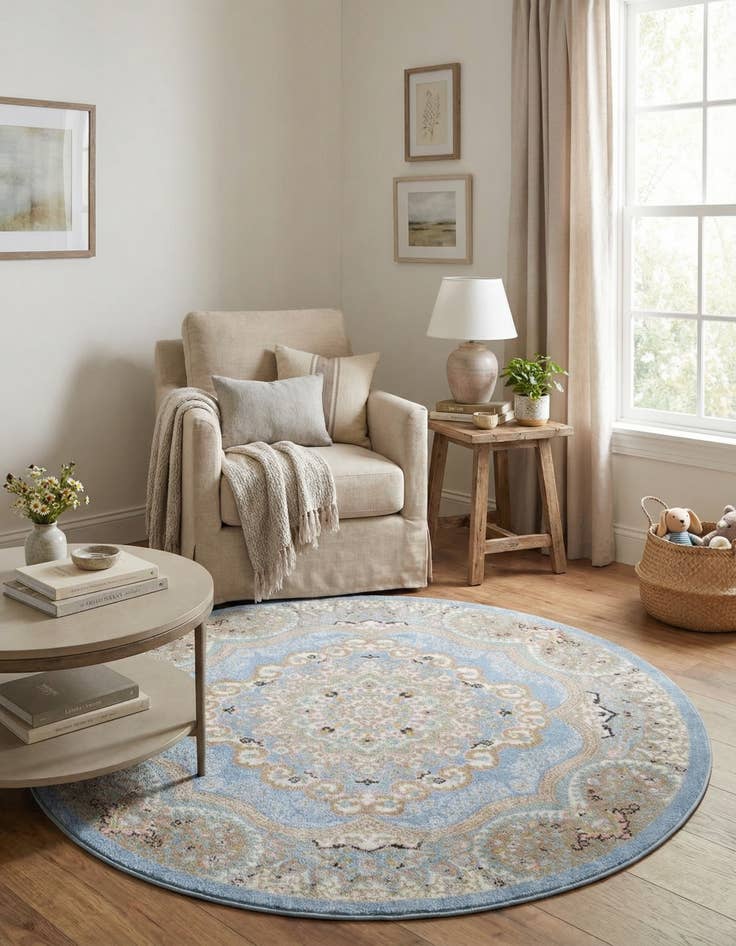 Detail image of 5' 3 x 5' 3 Kamala Washable Round Rug