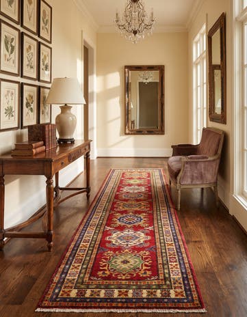 2' 8 x 9' 2 Hand Knotted Kazak Runner Rug