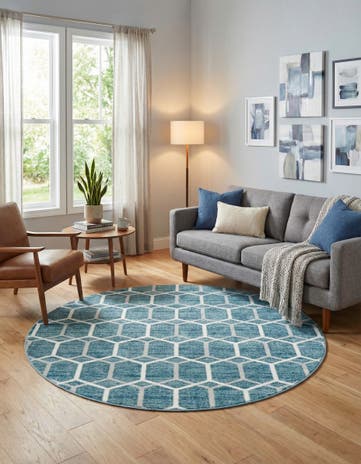 7' x 7' Lattice Trellis Round Rug