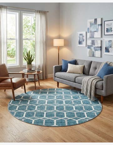 7' x 7' Lattice Trellis Round Rug