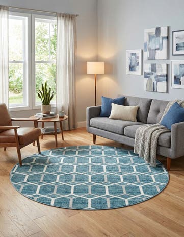 7' x 7' Lattice Trellis Round Rug
