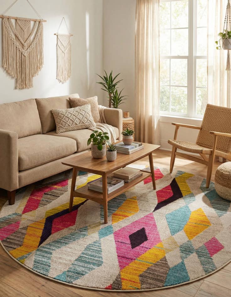 Detail image of 6' x 6' Washable Mesa Round Rug