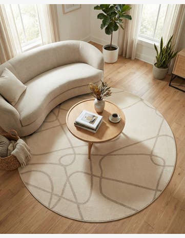 Ivory Contour Round Rug