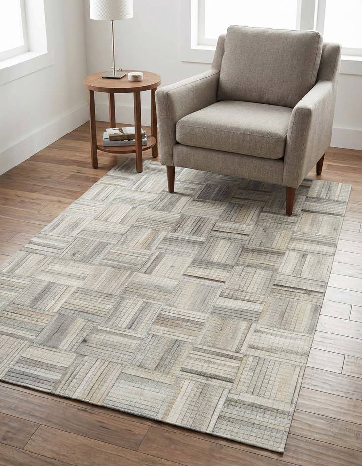 Detail image of 3' 1 x 5' 1 Cowhide Leather Rug