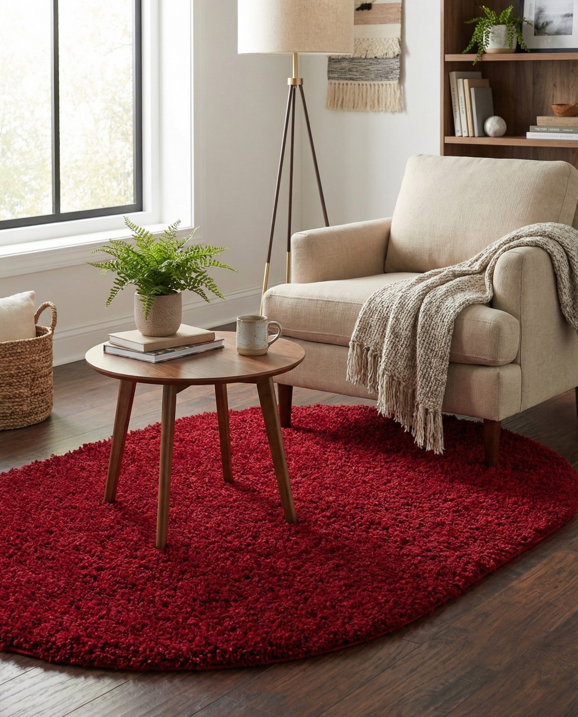 3' x 5' 3 Solid Shag Oval Rug