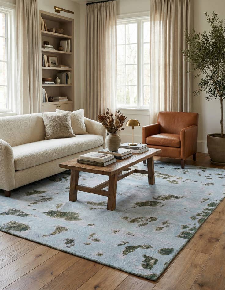 Detail image of 5' 9 x 7' Hand Knotted Ultra Vintage Persian Wool Square Rug