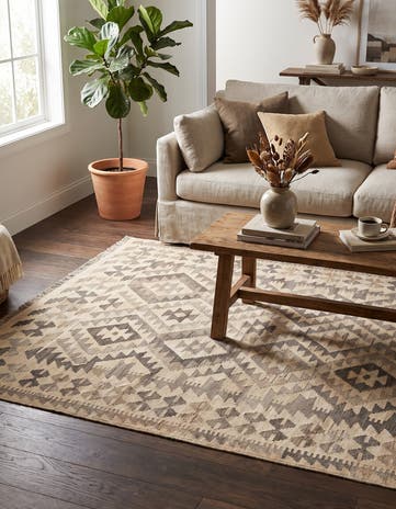 4' x 6' 7 Hand Woven Kilim Maymana Wool Rug
