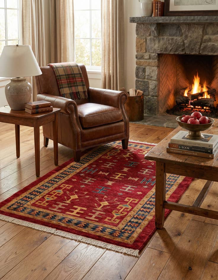 Detail image of 3' 5 x 5' 1 Hand Knotted Ziegler Wool Rug