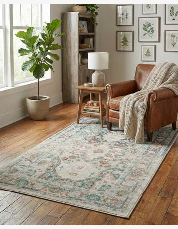 Gray and Sage Green Madeline Vintage Rug