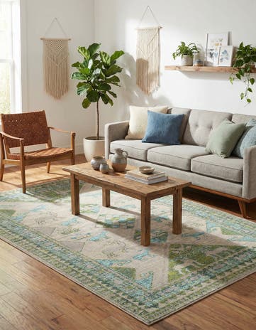 Green Washable Mesa Rug
