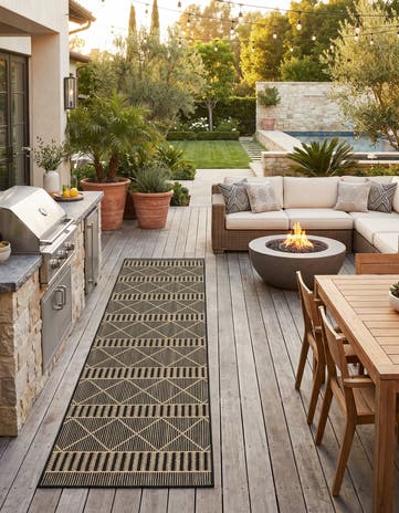 2' 7 x 11' Easy-Clean Trellis Indoor / Outdoor Runner Rug