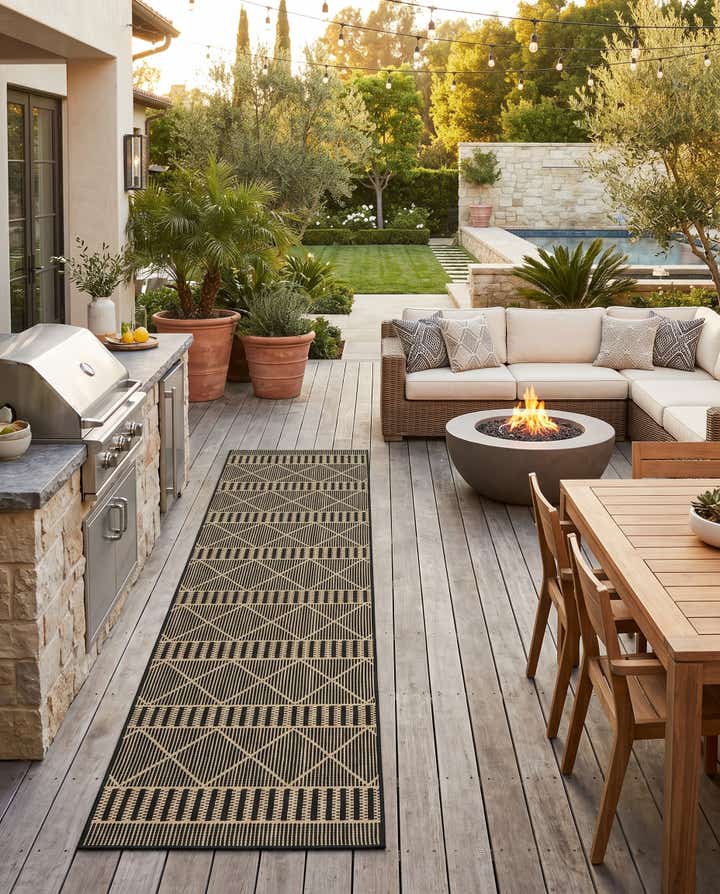 2' 7 x 11' Easy-Clean Trellis Indoor / Outdoor Runner Rug