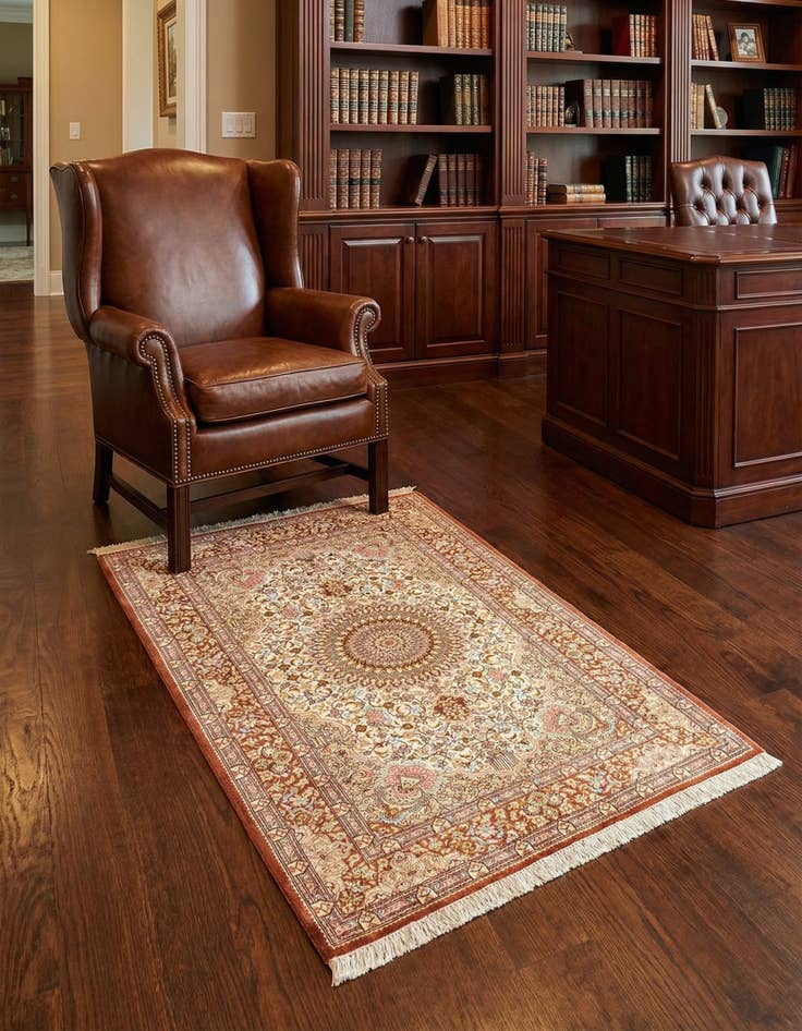 Detail image of 2' 7 x 4' 1 Ghom Silk Rug