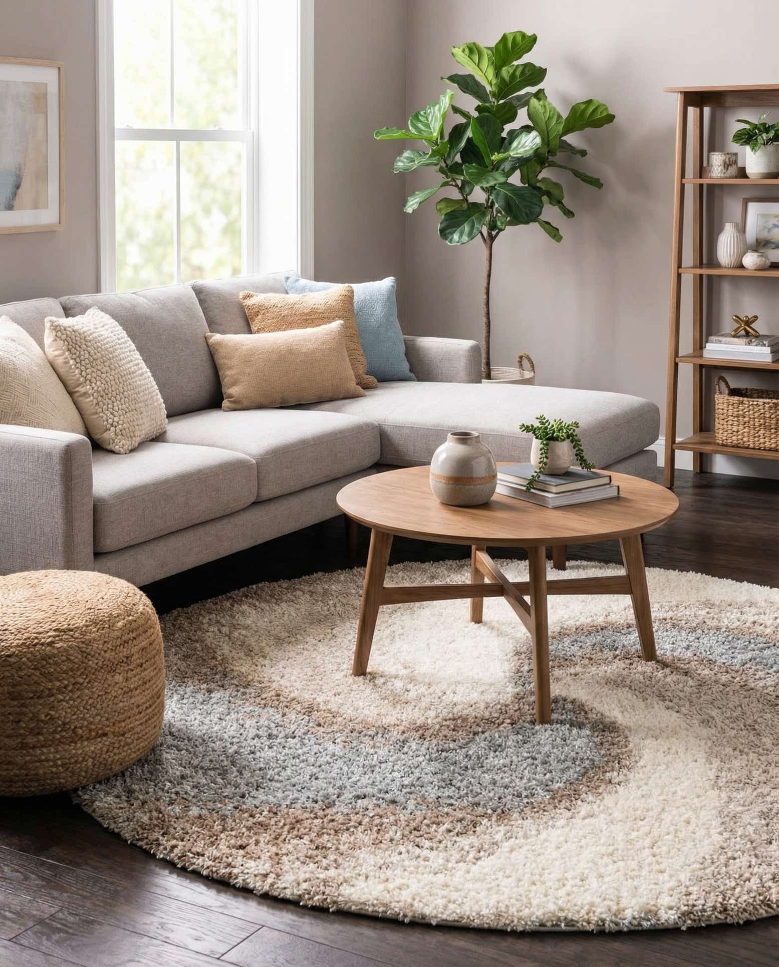 5' 3 x 5' 3 Soft Touch Shag Round Rug