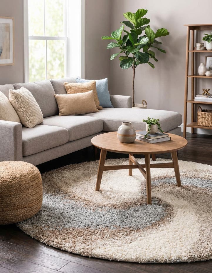 5' 3 x 5' 3 Soft Touch Shag Round Rug
